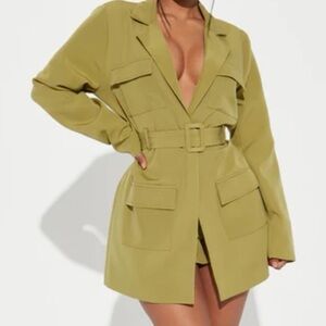 Olive Belted Women's Jacket and Skort Set